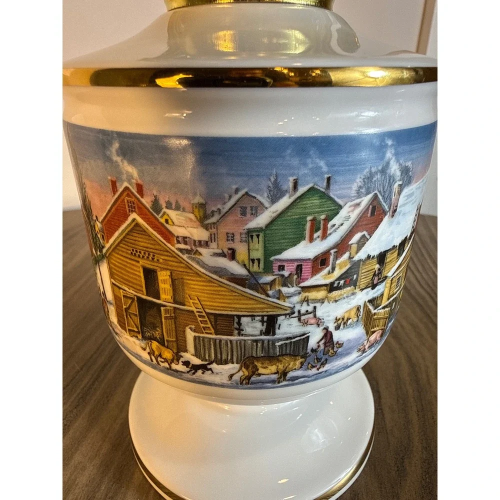 VTG 1984 Lamplight Farms Oil Lamp Quiet Village Porcelain Limited Edition 15.5in